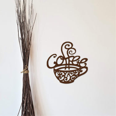 Coffee Cup Sign | Metal Coffee Sign | Wall Art Gifts for Coffee Lovers | Coffee Basket | Kitchen Decor | Office Coffee Sign | Barista Decor